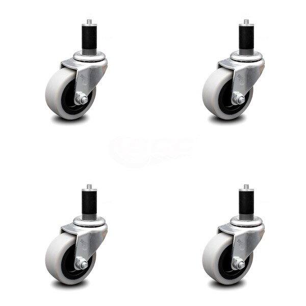 Service Caster 2 Inch Thermoplastic Rubber Wheel 1-3/8 Inch Expanding Stem Caster SCC, 4PK SCC-EX05S210-TPRS-138-4 - main